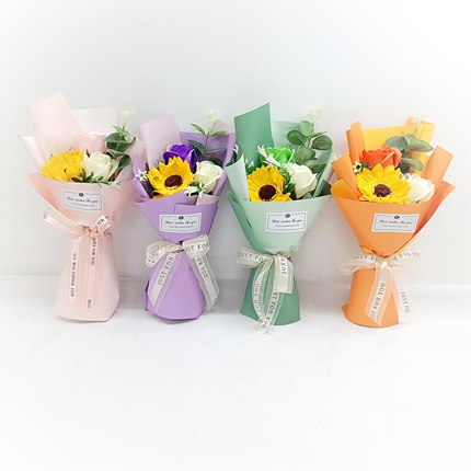 教师节仿真花束玫瑰香皂花束向日葵太阳花宴庆回礼伴手礼手工皂花