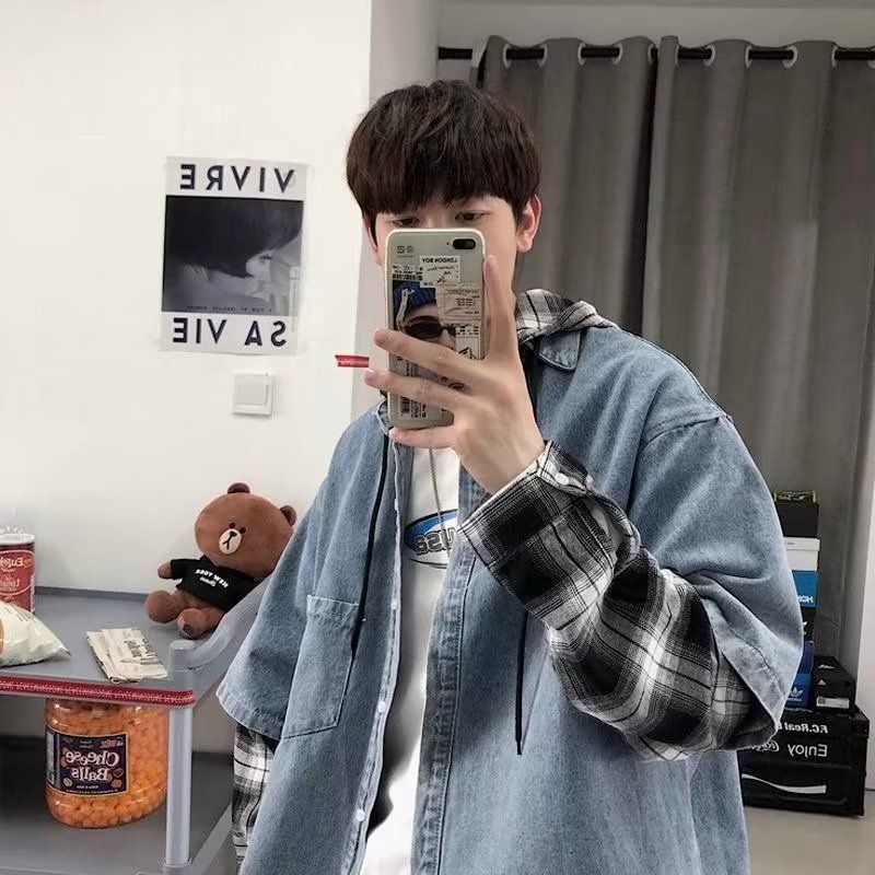 春秋季韩版男士夹克男士韩版潮流工装情侣牛仔外套宽松上衣服潮潮