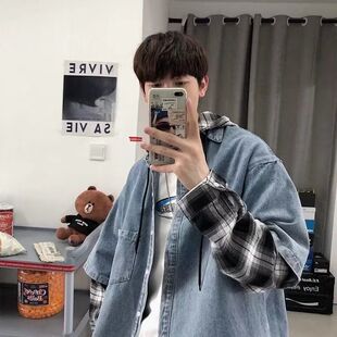 春秋季韩版男士夹克男士韩版潮流工装情侣牛仔外套宽松上衣服潮潮