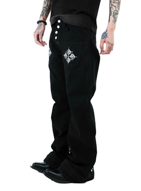 90年代街舞滑板复古街头bigboy大宽松黑工装牛仔裤蜘蛛网印花男女