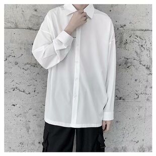 外穿上衣百搭翻领单排扣纯色休闲衬衫 2020春装 超火女学生宽松长袖
