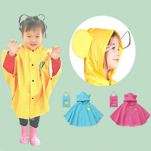 儿童雨衣男女童幼儿园雨披学生上学斗篷式防水雨衣卡通图案大帽檐