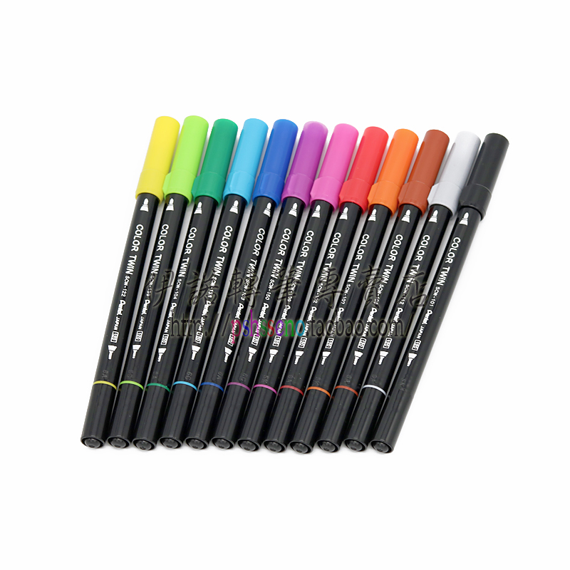 pentel/派通 color twin 彩色双头记号笔  多色套装