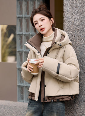 韩版连帽短款羽绒服女2026冬外套