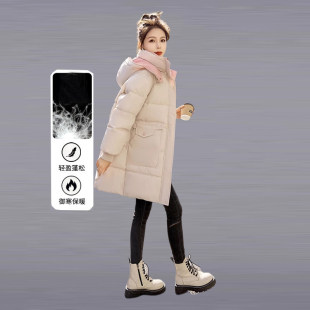 羽绒服女中长款2026年冬季新款小个子宽松时尚加厚刺绣大袄外套潮