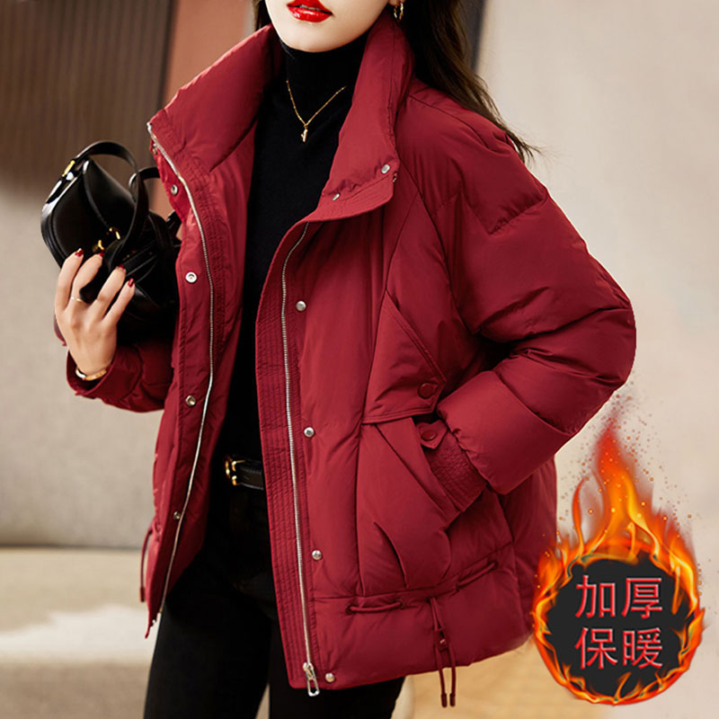 冬季女款红色羽绒棉服棉衣加厚2025新款爆款大码女士短款外套秋冬