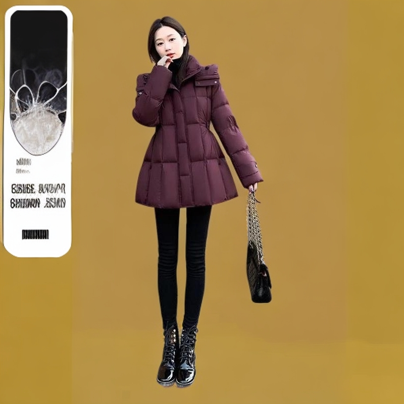 中长款羽绒服女2025冬新款气质收腰修身显瘦连帽时尚保暖加厚外套