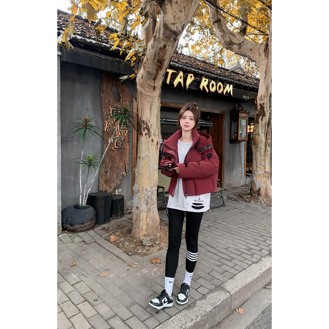 连帽短款羽绒服女冬季小个子外套