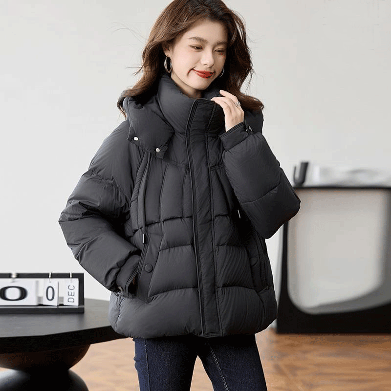 进口90白鹅绒羽绒服女短款黑色小个子加厚保暖2025年冬季新款时尚