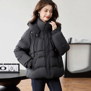 进口90白鹅绒羽绒服女短款黑色小个子加厚保暖2025年冬季新款时尚