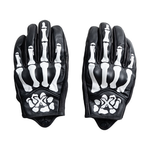 XOTIC官方 骨手印花复合真羊皮机车手套冬季保暖防护骑行越野装备