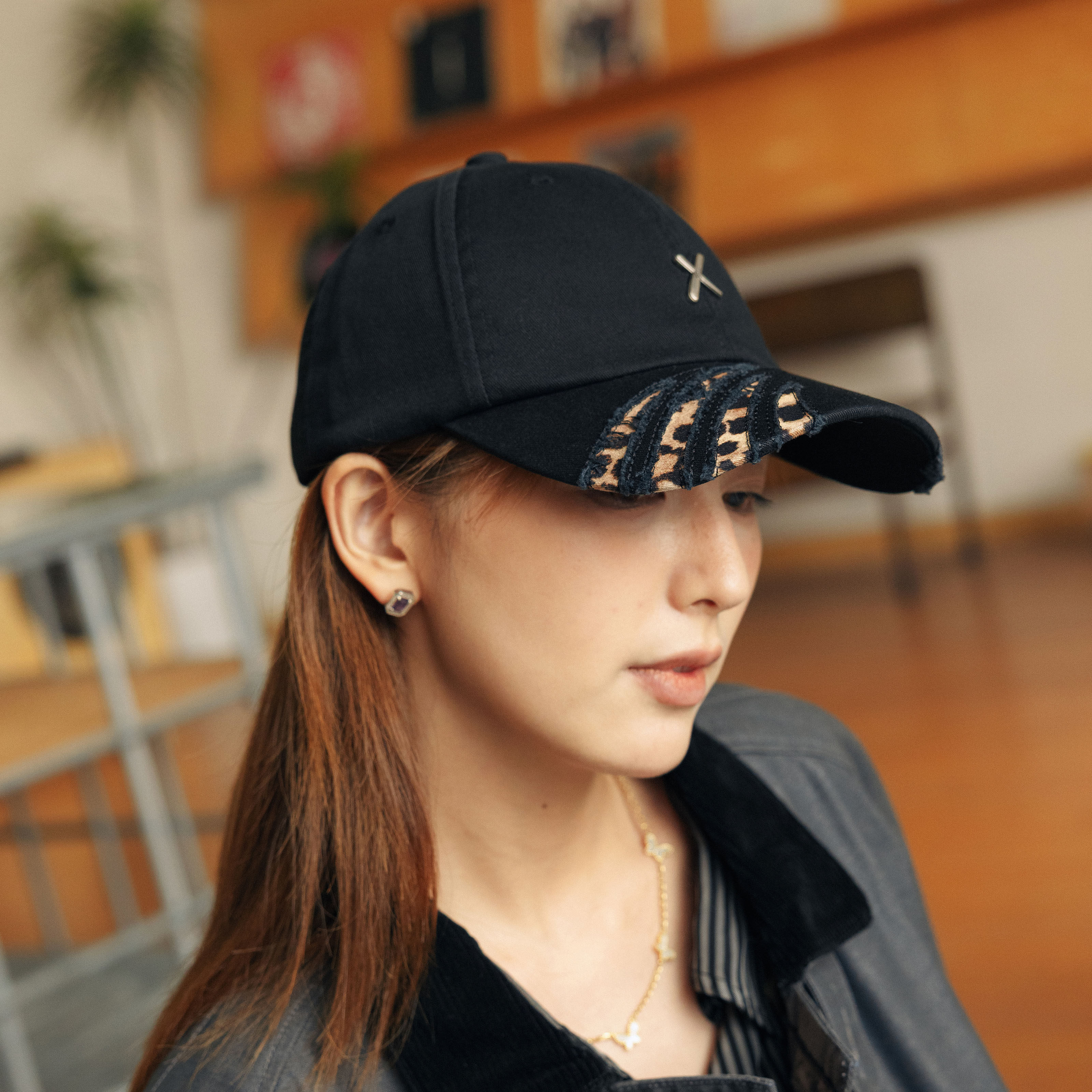 XOTIC官方 爪痕破坏豹纹软顶鸭舌帽新品潮防晒韩版个性小众棒球帽