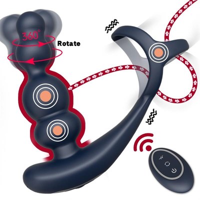 Male Prostate Massager Vibrator 360Rotate Anal Plugs Penis