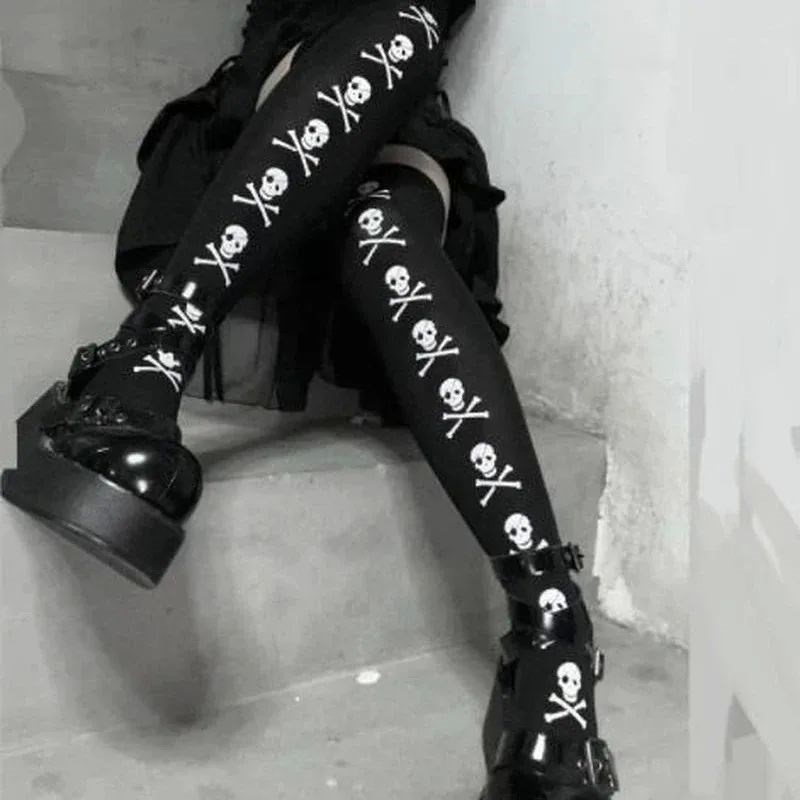 Skull Bat Gothic Dark Long Sexy Stockings Women spider