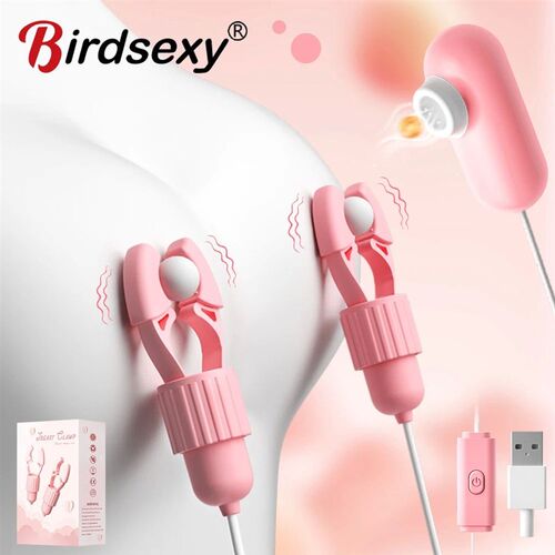 Nipple Clamps Vibrator Breast Massage Tongue Licking Sucking