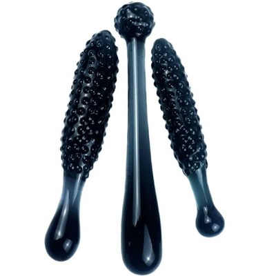 Black Crystal Glass Dildos Masturbator Realistic Dildo