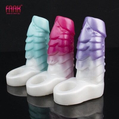 FAAK Silicone Textured Cock Sleeve Soft Stretch Open Design
