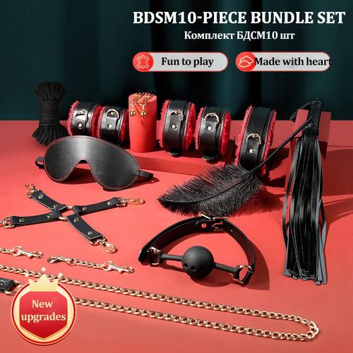 BDSM bondage 10 suit Adult Sex Toys Plush Set Handcuffs Nipp