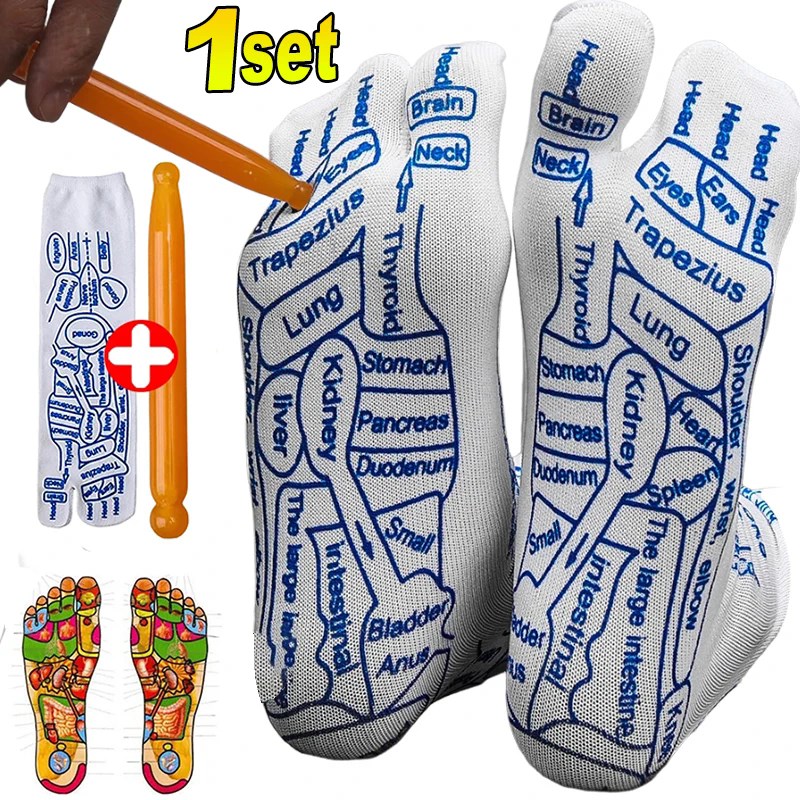 Massage Relieve Tired Feet Socks Acupressure Foot穴位图袜子