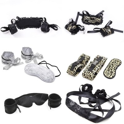 2Pcs/set Handcuffs Blindfold Cuff Restraints BDSM Bondage Ge