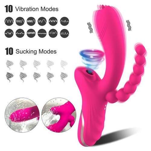 3 in1 Vibrator Clitoris G Spot Anal Dildo Sex Toys for Women