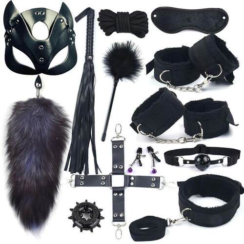 40CM Fox Tail Anal Plug Bondage Set Sex Toys For Women Whip