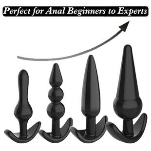 4Pcs Anal Silicone Male Butt Anus Plug Sex Women Toy Dilator