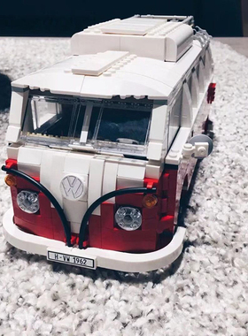 10220大众T1野营车野马保时捷车成人MOC益智拼装积木模型玩具