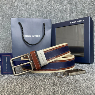 裤 TOMMY 代购 真牛皮青年休闲帆布针扣青年正品 腰带 IUTSER皮带男士
