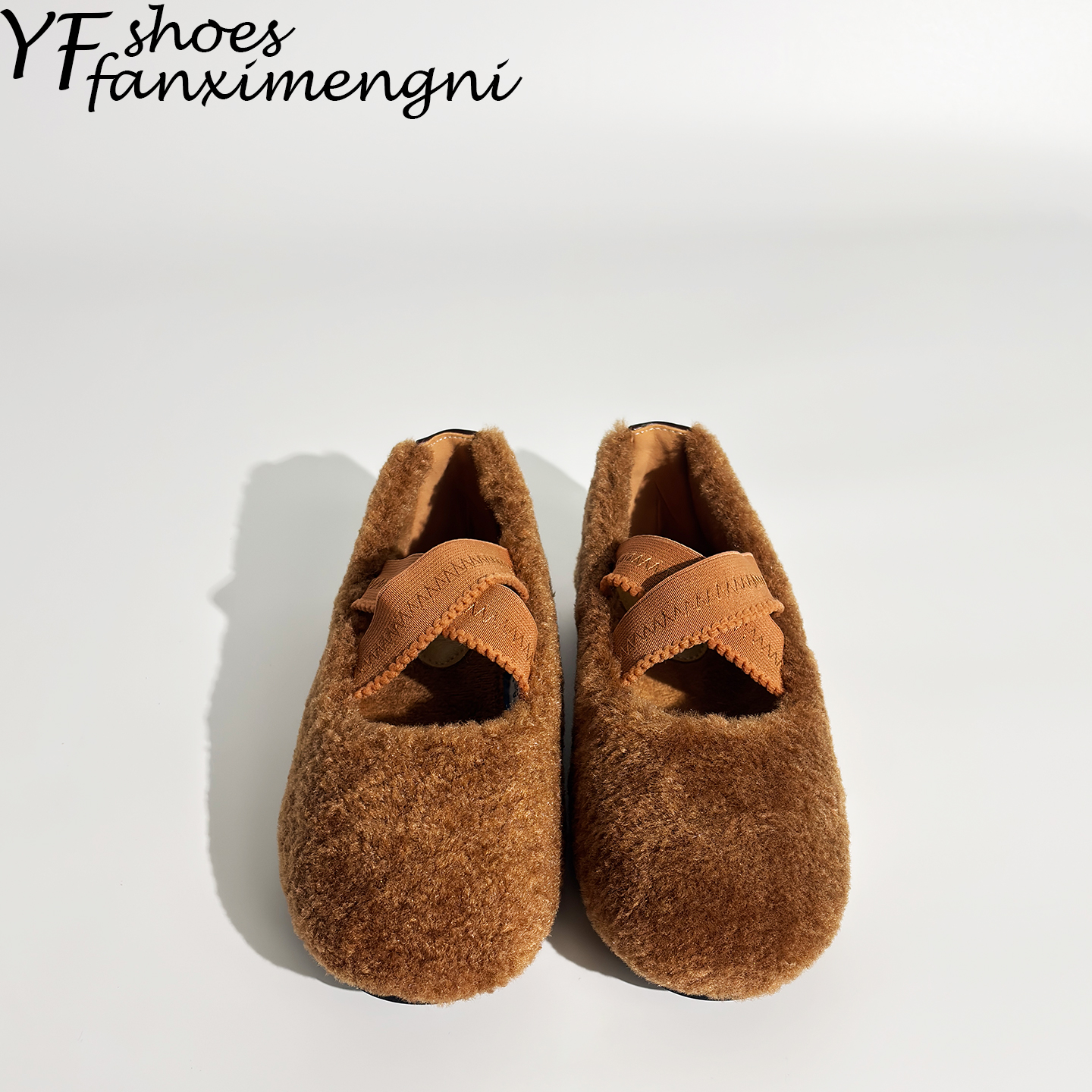 加绒交叉带芭蕾舞玛丽珍平底鞋女2025年新款毛毛鞋复古法式单鞋女