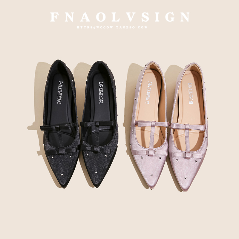 水钻蝴蝶结法式玛丽珍女鞋
