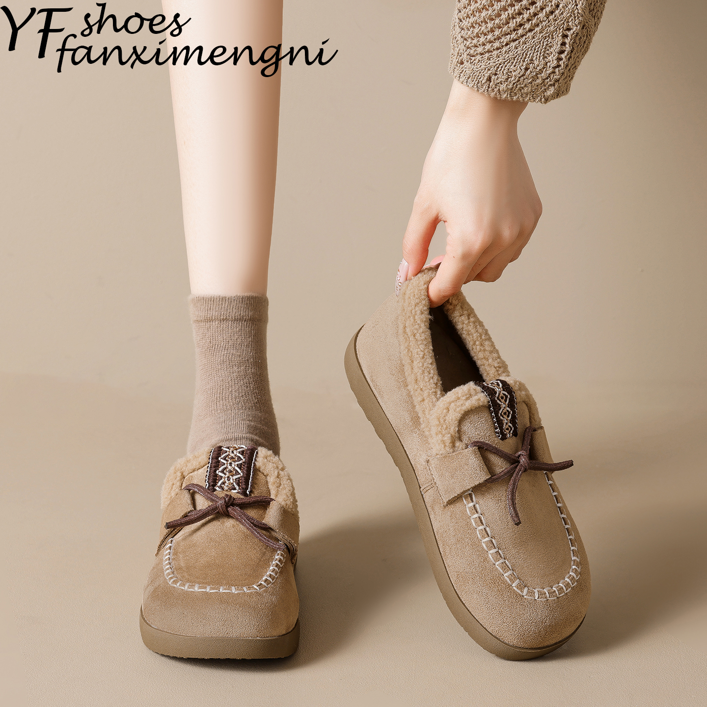厚底加绒保暖勃肯鞋女