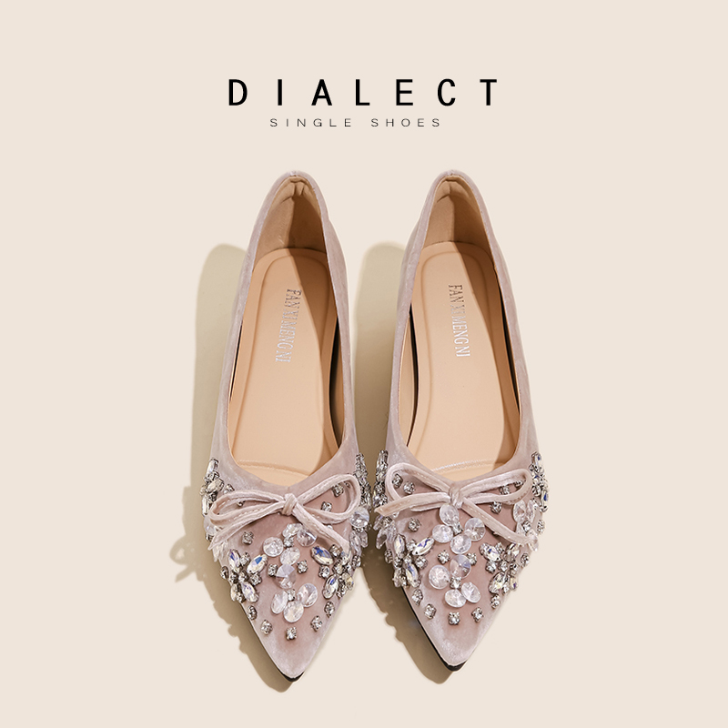 【一梵】金丝绒内增高尖头女鞋