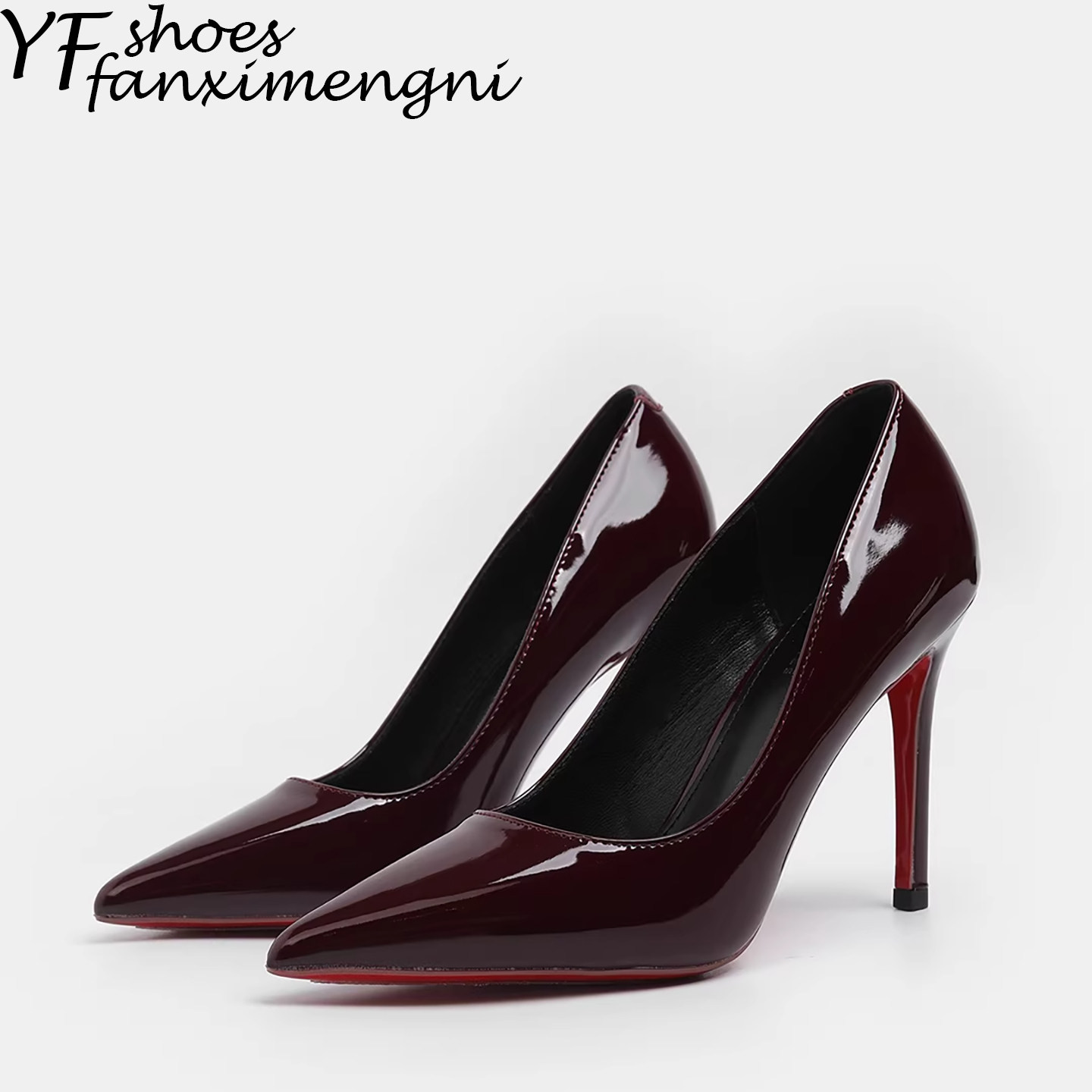 漆皮尖头高跟鞋女2026新款春季红色细跟浅口单鞋女御姐气质不累脚,女鞋,浅口单鞋,淘宝优惠券,粉丝福利购,淘宝优惠卷