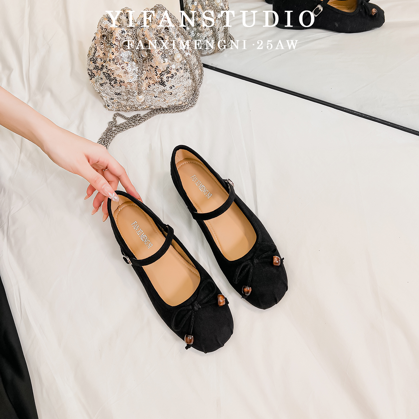 隐形内增高法式玛丽珍单鞋