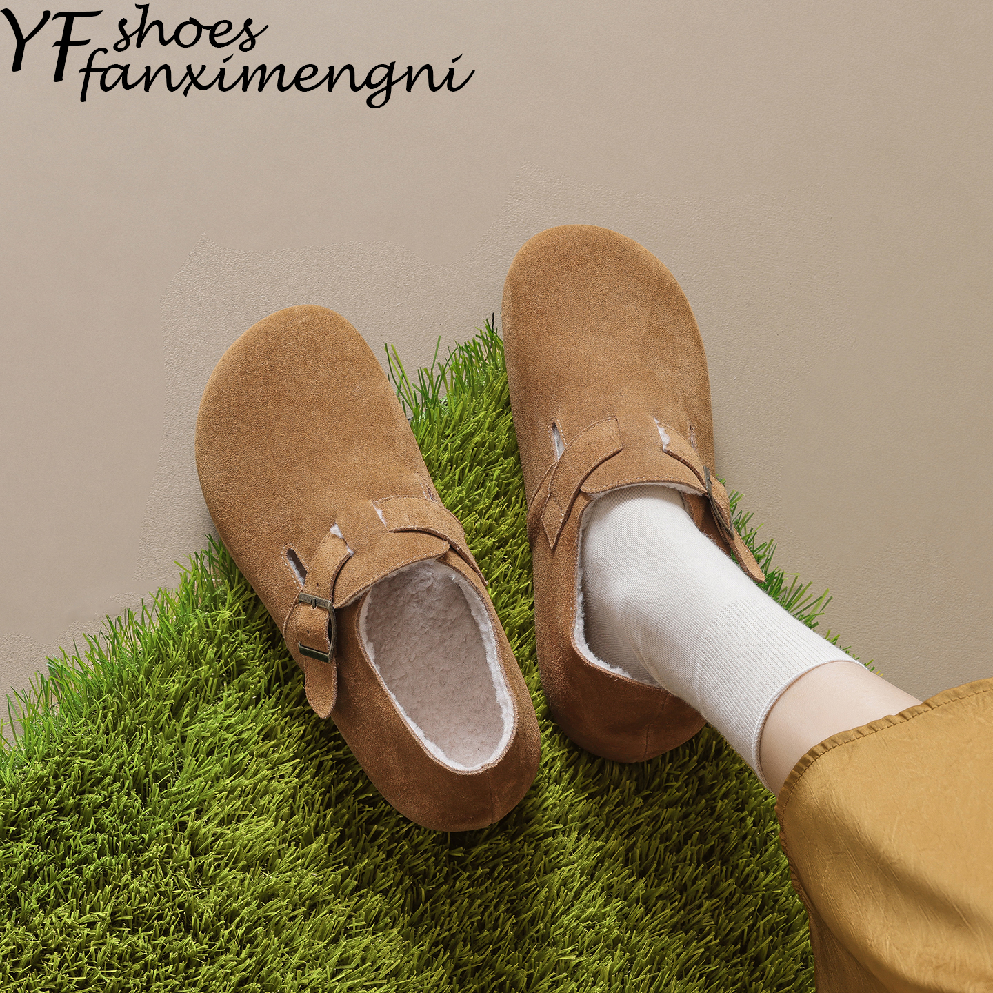 全包加绒内增高勃肯鞋女