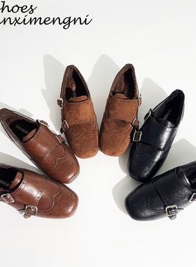 牛皮版~老钱风英伦乐福鞋软底2025年新款秋冬加绒布洛克小皮鞋女