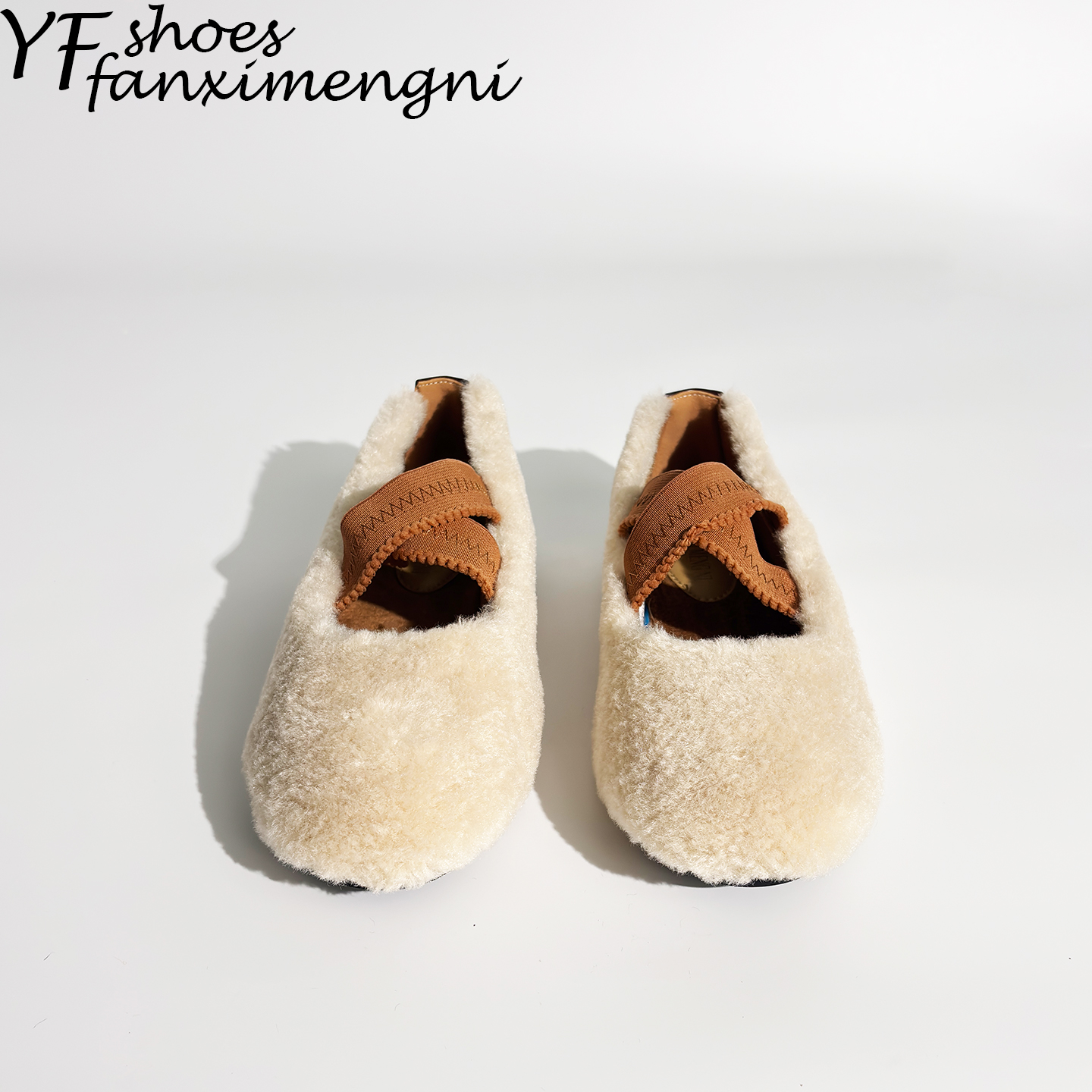 加绒毛毛鞋交叉带芭蕾舞玛丽珍平底鞋女2025年新款复古法式单鞋女