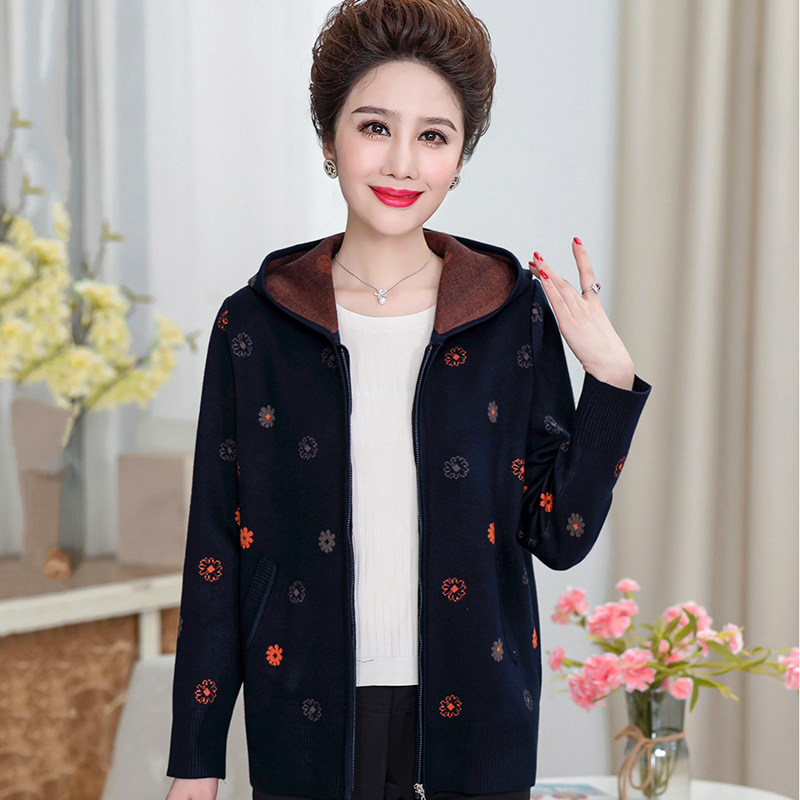 中老年妈妈秋冬季女装开衫外套