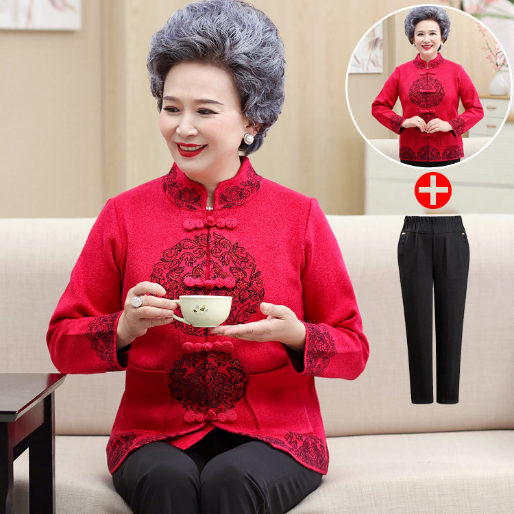 中老年人女喜庆唐装外套