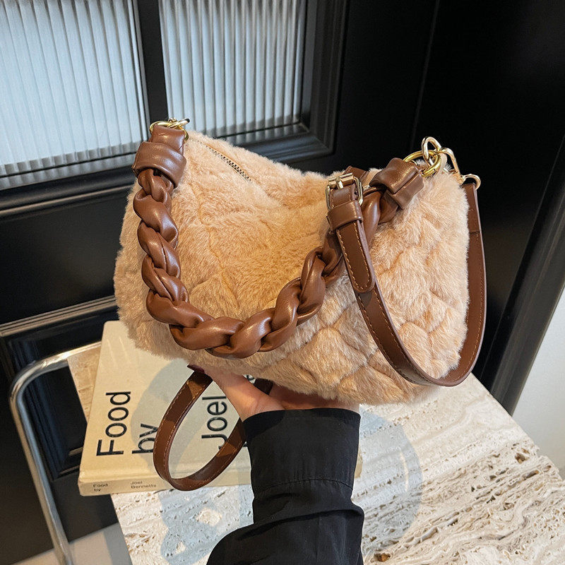 高级感毛绒手提包包女2025新款时尚秋冬毛毛包百搭小众单肩斜挎包