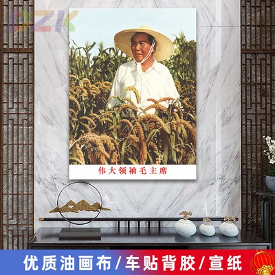 毛主席像墙画毛爷爷在河南农村视察画像客厅壁挂画中堂大厅装饰k8