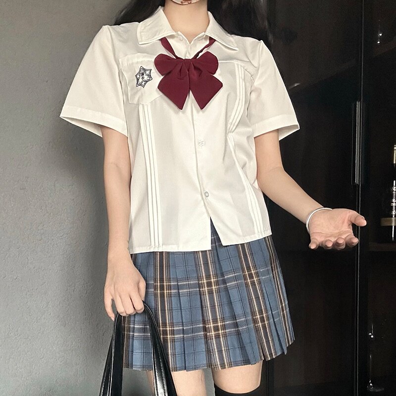 日系附中校服jk制服裙风琴褶短袖衬衫学生学院风套装班服休闲百搭
