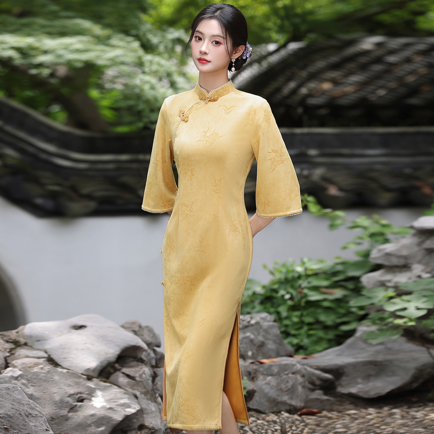 绝美黄色旗袍2026春节新款新中式国风改良小个子日常可穿年轻款女