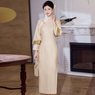 新中式双袖口改良加绒加厚旗袍冬装2025新款年轻款女轻奢高级感