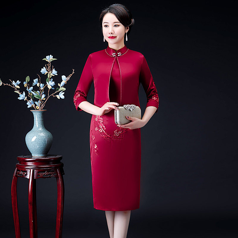 高贵洋气风春秋季喜婆婆婚宴旗袍