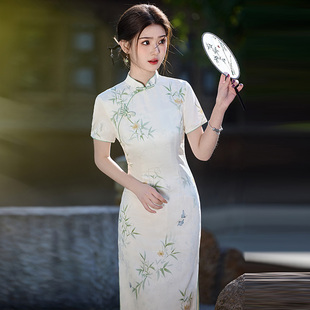 素雅旗袍年轻款少女2025夏季新中式民国风学生绝美改良复古连衣裙