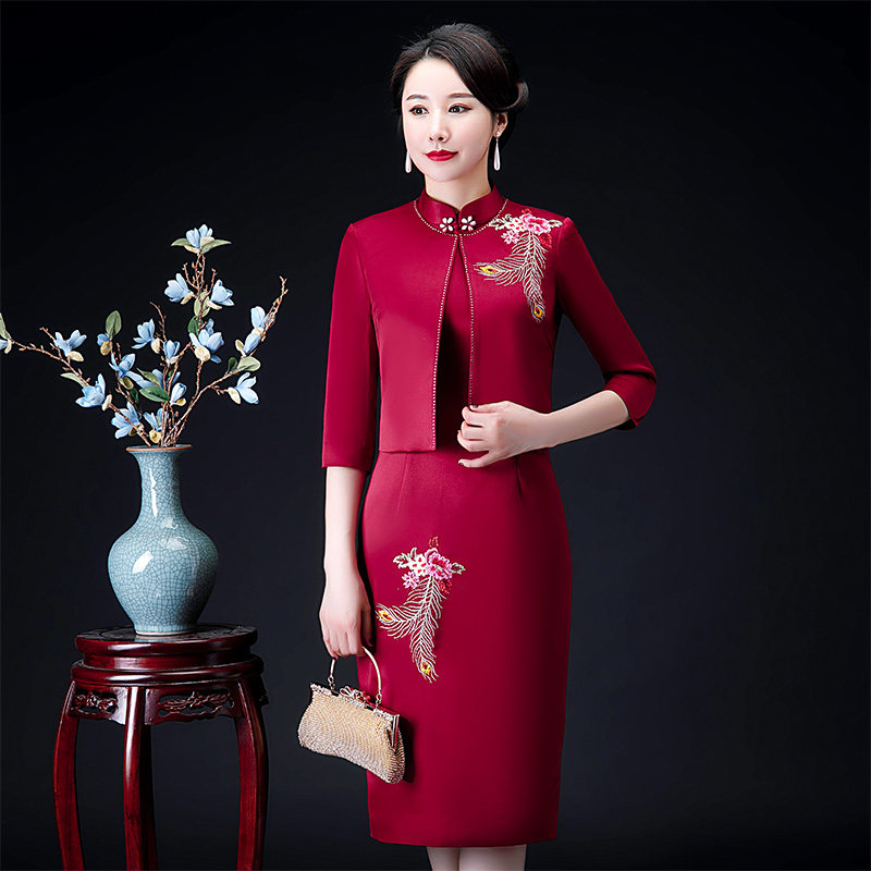 高贵妈妈装风秋季喜婆婆旗袍