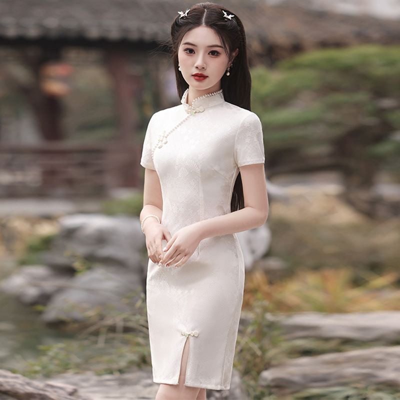 新中式蕾丝短款旗袍改良夏季新款小个子连衣裙年轻款少女日常可穿
