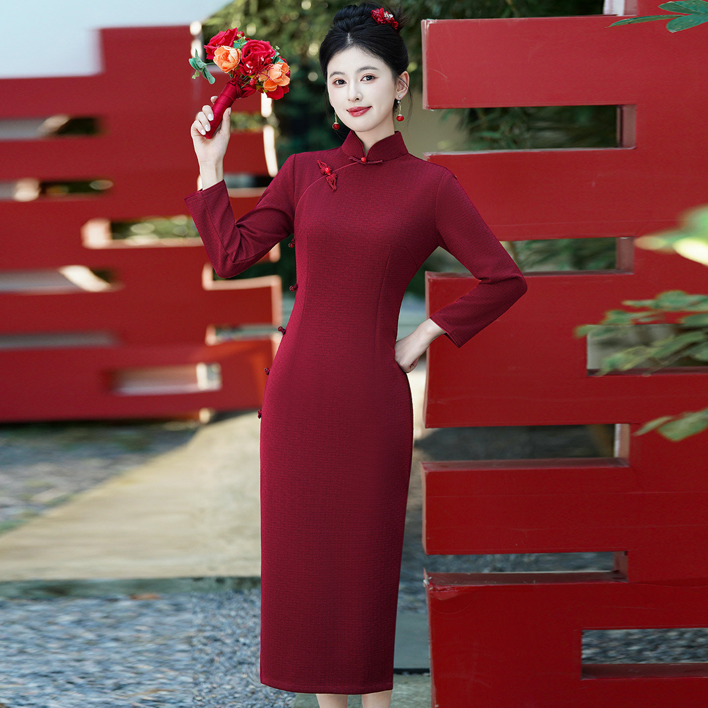 喜婆婆妈妈婚宴装旗袍礼服女2026新款春季中式国风订婚日常连衣裙